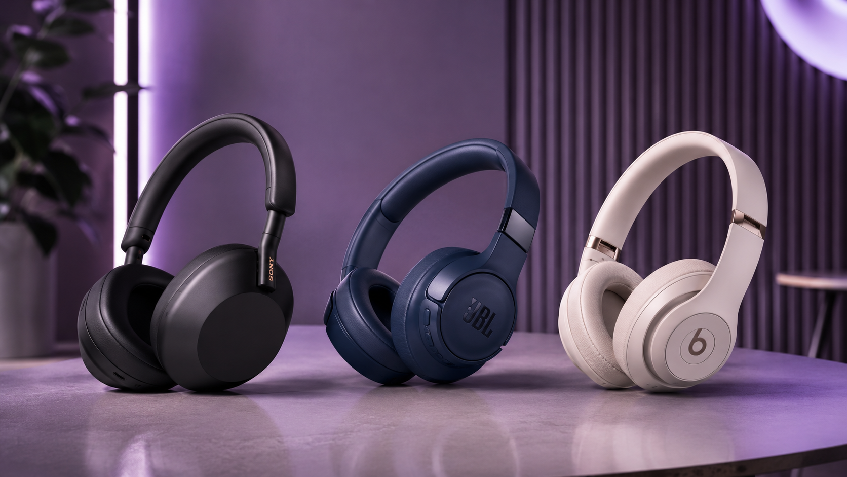Comparativos de fones de ouvido de marcas diferentes em cenário moderno